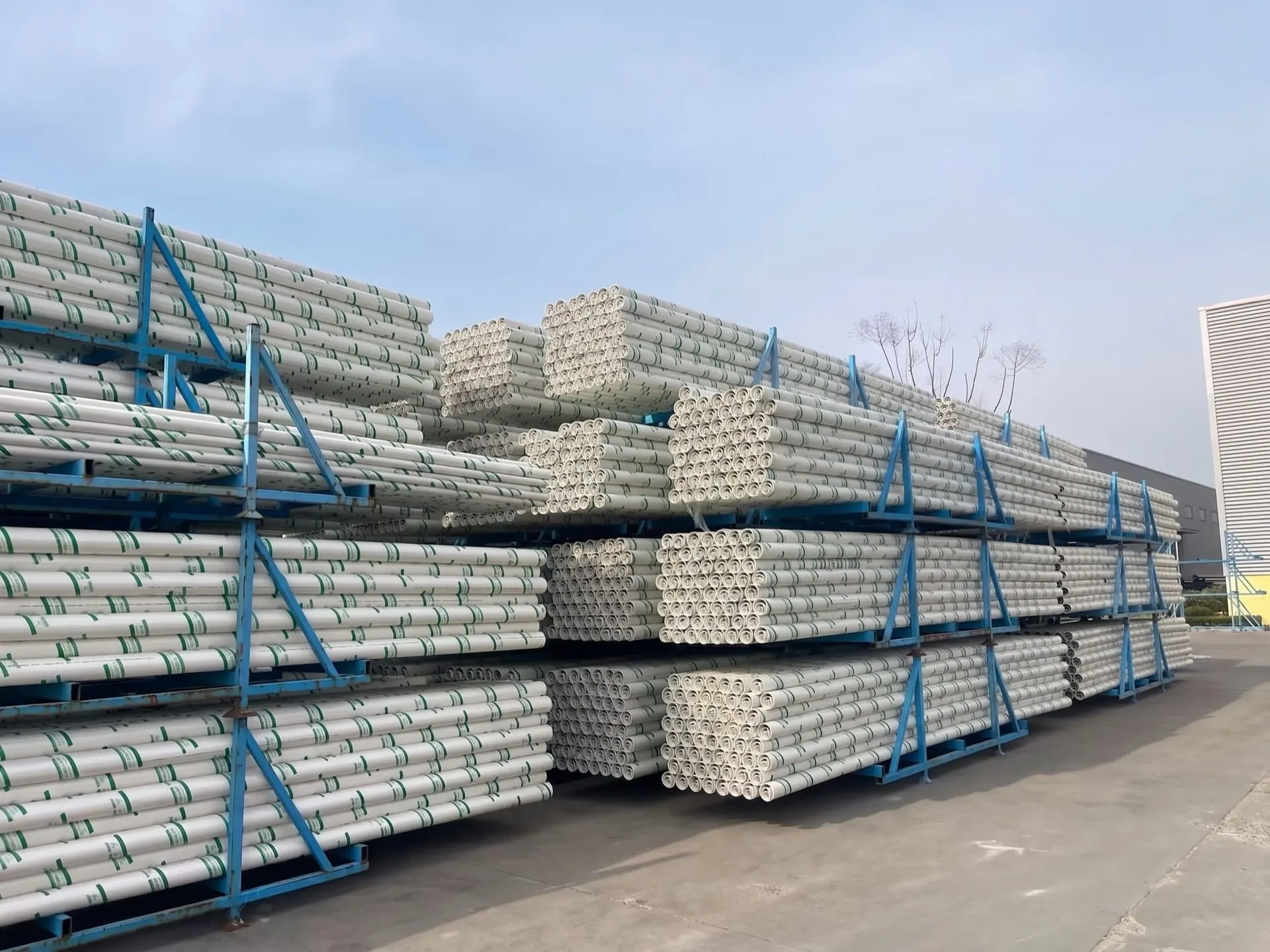 HDPE pipe stock yard at a pipe factory in China